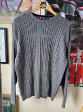 Vintage Chaps Ralph Lauren Pullover Cable Knit Sweater Gray Men's Size Medium