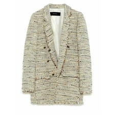 Zara Beige Tweed Blazer Medium
