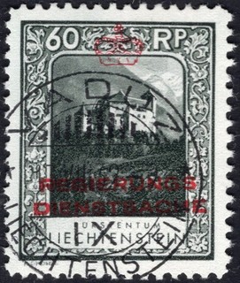 LIECHTENSTEIN: c.1930s 60c Green Landscapes Sg O124A Fine Used Cat £70