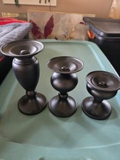 Pillar Candle Holders Set of 3 Black for Table Mantle Fireplace Decor Modern