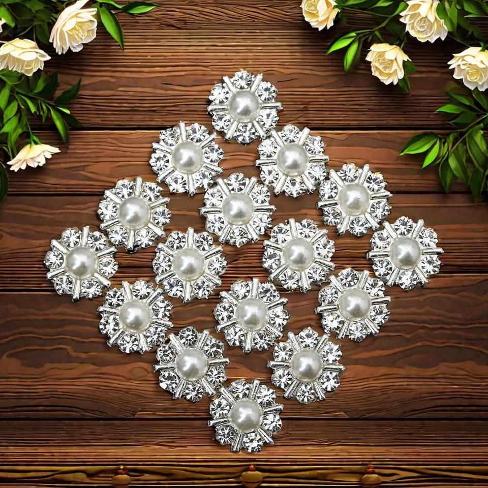 50 pcs Rhinestone Pearl Buttons Accessory Decoration Set for DIY Scrapbooking... - Image 4 of 4