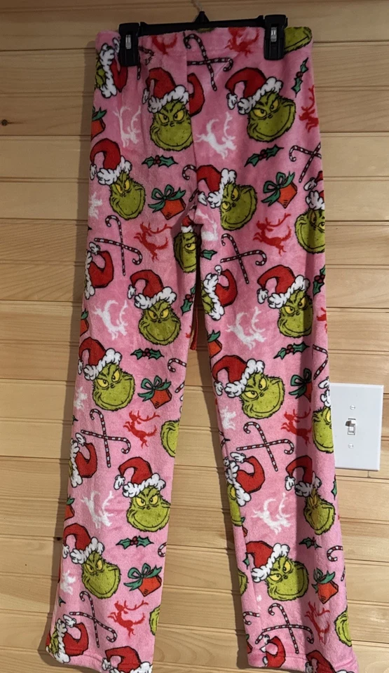 Dr. Seuss Size M Grinch Pink Christmas Fleece Pajama Bottom Pants - Image 3 of 3