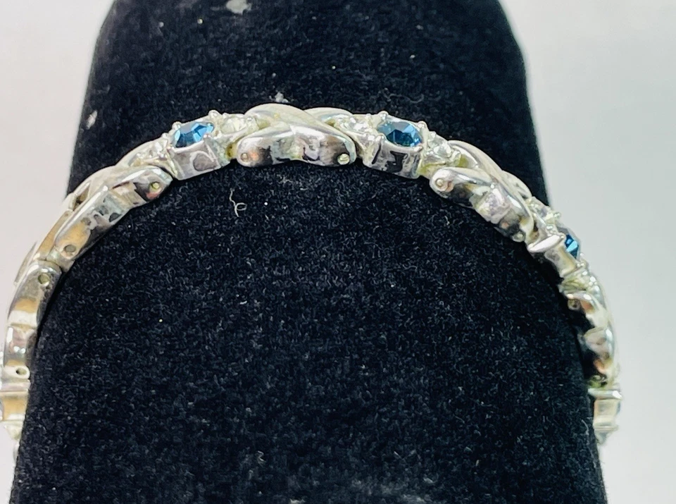 Pulsera tenis Avon imitación zafiro cristal y metal pedrería bisutería Foto 4 de 4