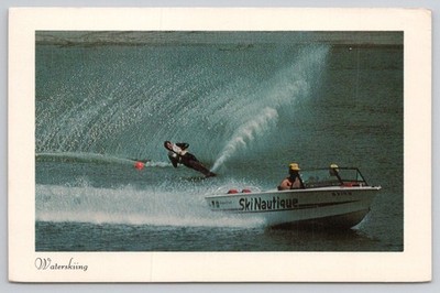 Vintage Waterskiing Action Postcard - Actual Photo Co. La Jolla CA