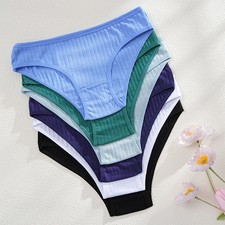Low Rise Cotton Panties Women's Solid Soft Stretch Breathable Briefs 4 Pcs