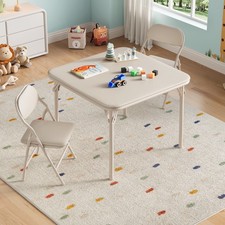 3PCS Kids Table and Chair Set Childrens Folding Activity Table Set 2 PU Chairs