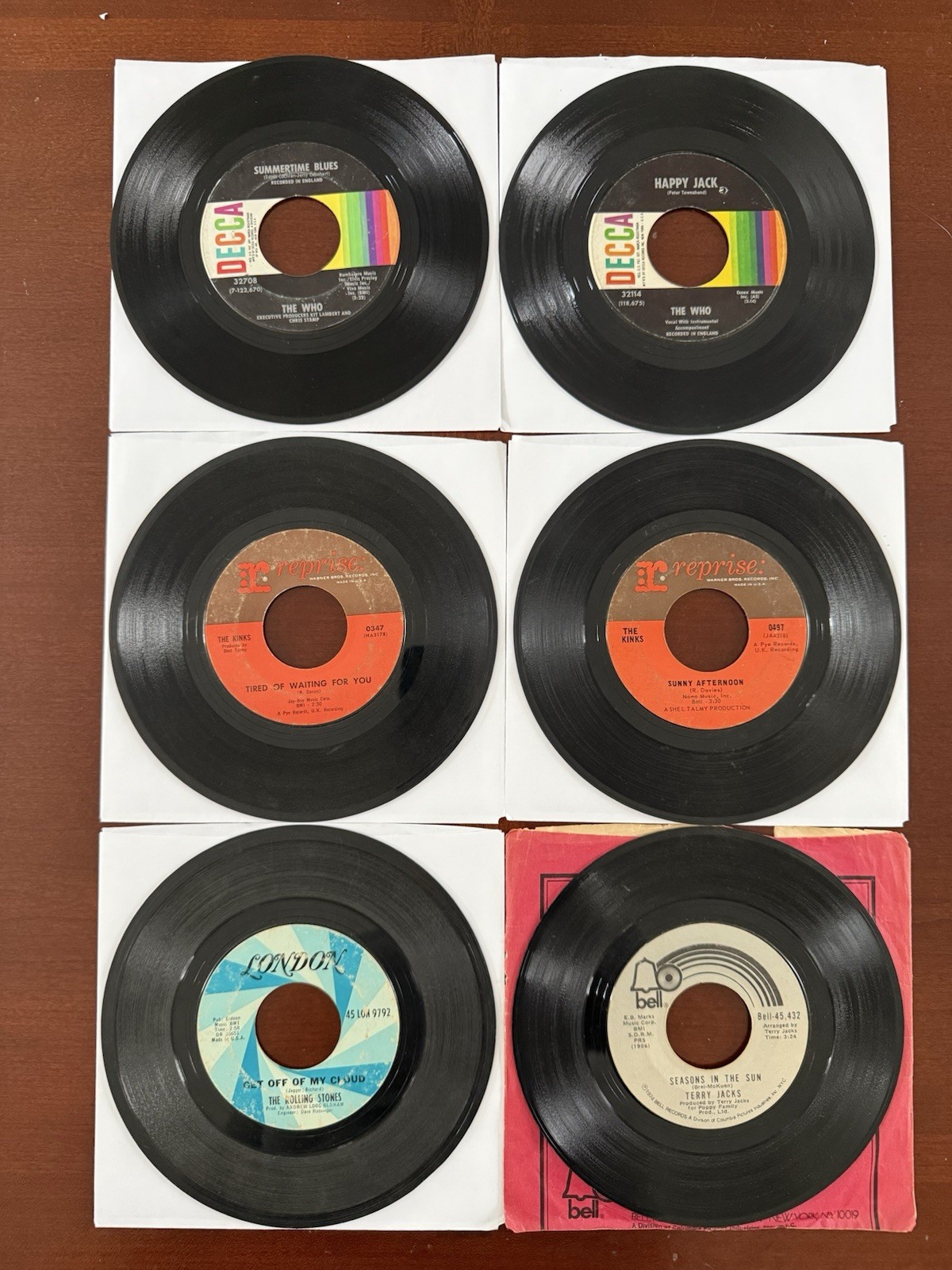 The Who, The Kinks, The Rolling Stones 7-inch Singles Lot Ships Free