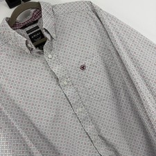 Ariat Mens XL Stretch Built For Speed Button Down Shirt Geometric Print White