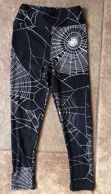   LULAROE Kids Leggings S/M spider Webs, Halloween , Black White  