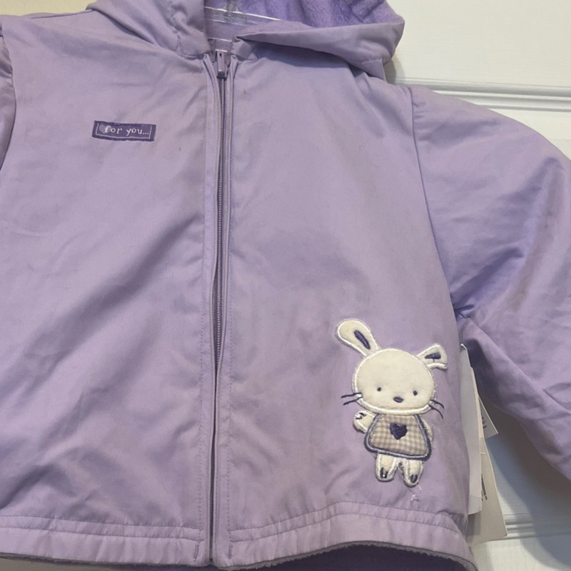 Carter's Lavender Bunny Reversible Hooded Jacket Zip Closure Girls 24M
