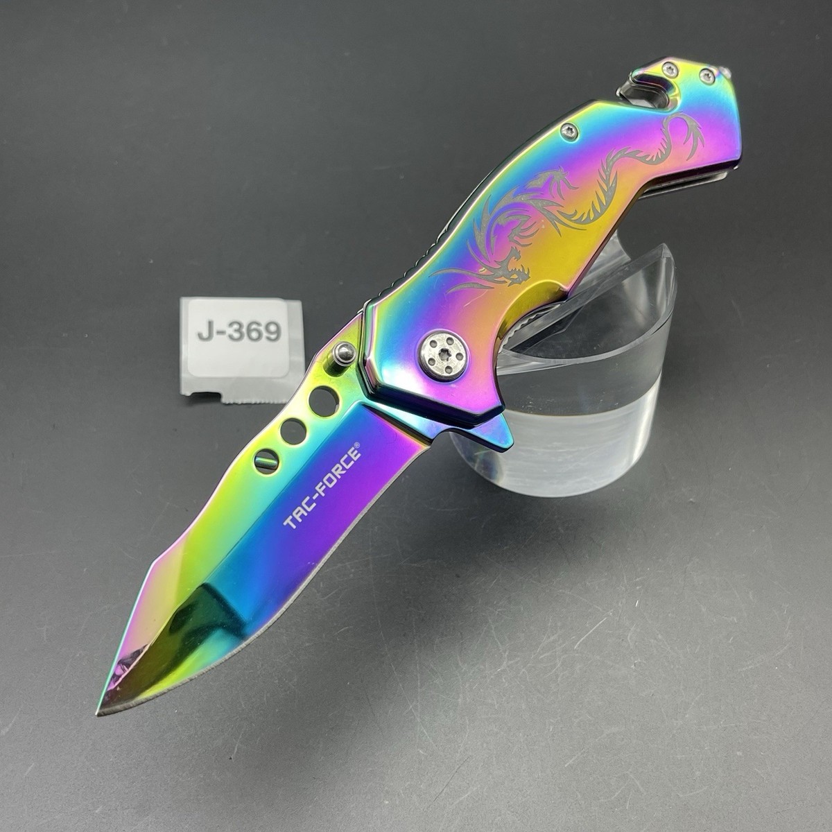 TAC-FORCE TF-759RB Chameleon S. Steel Dragon Etched Handle Folder