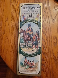 Vtg Glen Moray Single Highland Malt Scotch Whiskey 12 Yr Hinged Tin Scotland SEE