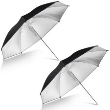  2 Pack 43" Black/Silver Reflective Umbrella Kit for Contrast, Concentrative...