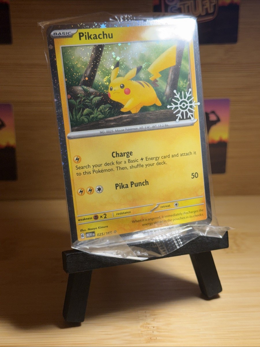 Pikachu Says NoFakes[英語版] エルサ Pikachu 025/165 Snowflake Stamp Cosmo Holo Very Rare Swirl Print