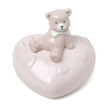 Carillon Cuore Orsetto Porc.11Cm Rosa