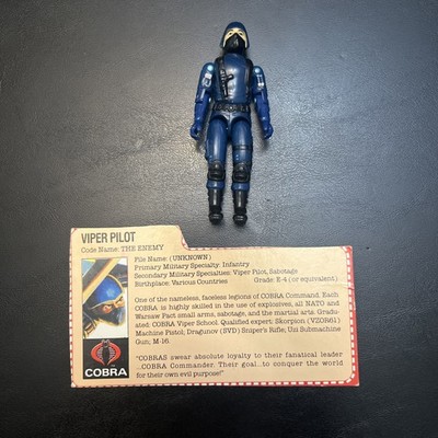 Gi Joe 3.75 Action Figure Cobra Viper Pilot 1983 W/ Filecard L6