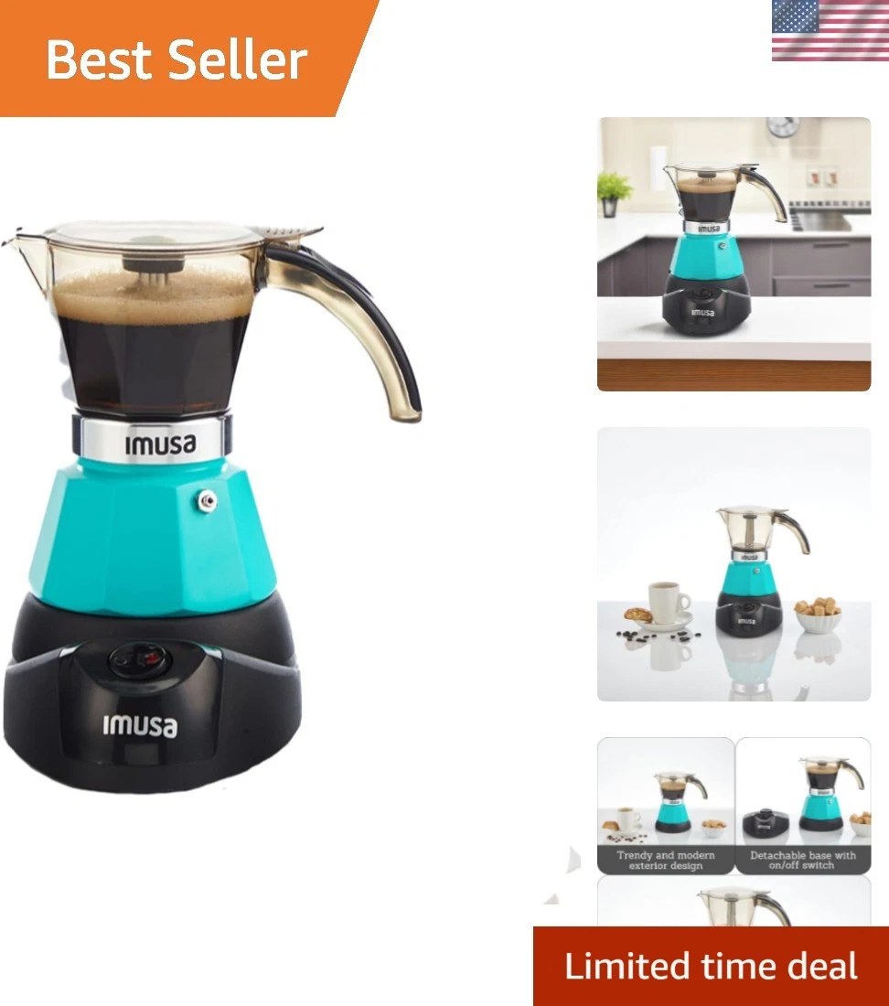 3 or 2cup Electric Espresso Maker, Teal