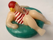 Vintage Boston Warehouse Lady in Red Swimsuit Floating Candle Beach Summer Decor