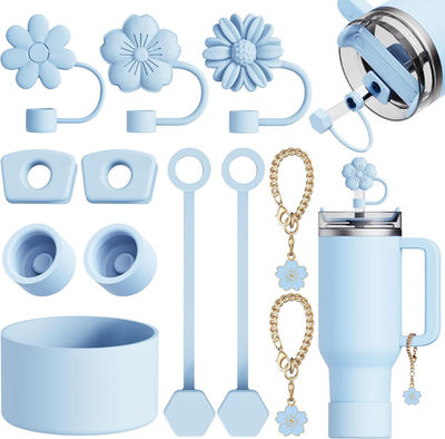 #ad 12Pcs Compatible with Stanley Cup Accessories 3 Flower Straw Toppers for Stanl $11.77