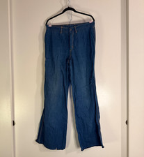 VTG 1970s style high waisted flared bell bottom jeans blue denim cute