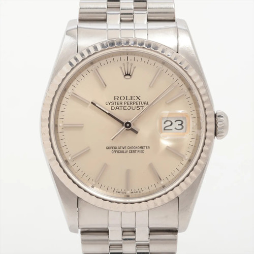 Rolex DATEJUST 36 16234 SS×WG SS AT Silver-Face Calendar frame discoloration