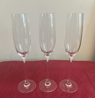 Lenox Crystal Champagne Flutes 10 Inch Tall Set of 3 Elegant Stemware Barware