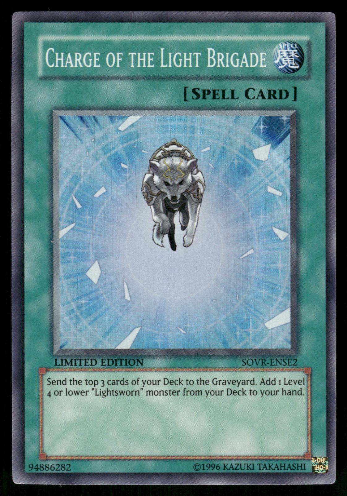 Charge of the Light Brigade SOVR-ENSE2 YuGiOh Stardust Overdrive trading card — raw and PSA graded price guide