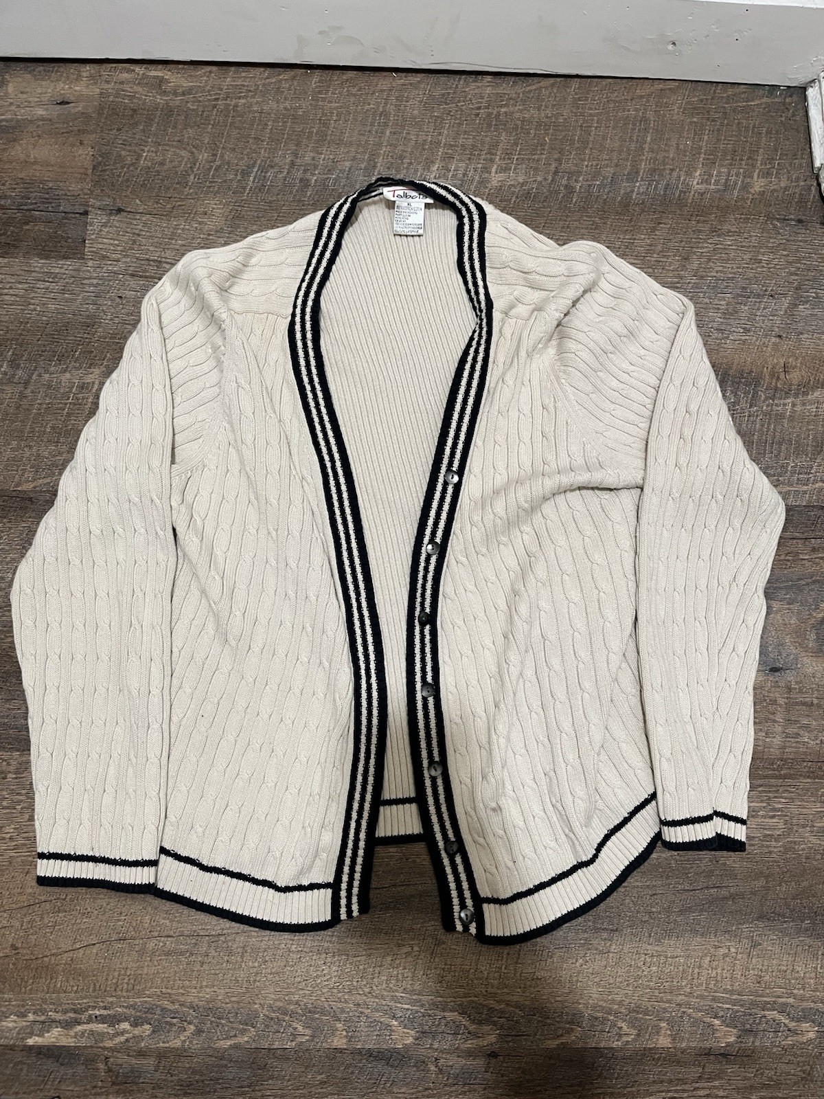 VTG Talbots Knitted Cardigan Sweater Women’s Size XL 100% Cotton