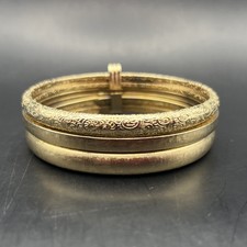 Gold Tone Bangle Bracelet Set Connected Attached Boho 8 Inch