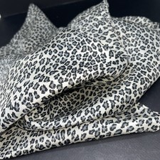 Silk Scarf Black White Leopard Print 20 sq