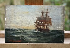 Alfred Jensen (1859–1935) – Segelschiff auf See – Ölmalerei auf Holz – signiert