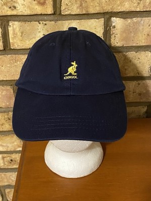 Unisex Navy Blue Kangol Gold Logo Leather Strapback Hat OSFA