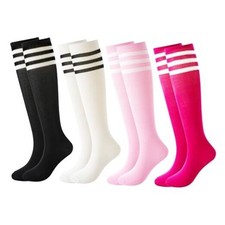 Kids Soccer Socks Old, Boys Girls Knee High 6-8 Years White black pink rose