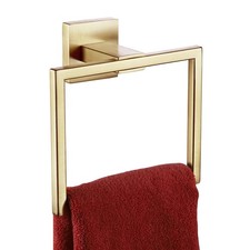 Towel Ring Stainless Steel Brushed Gold Wall Mount Square Waterproof Lavatory
