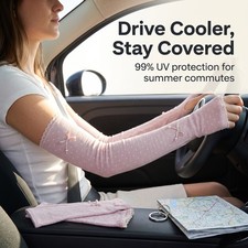 Arm Sleeves for Women UV Protection, Fingerless Sun Sleeves for Driving