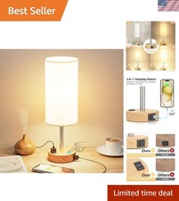 Bedside Table Lamp for Bedroom - 3 Way Dimmable Touch Lamp USB C Charging Por...