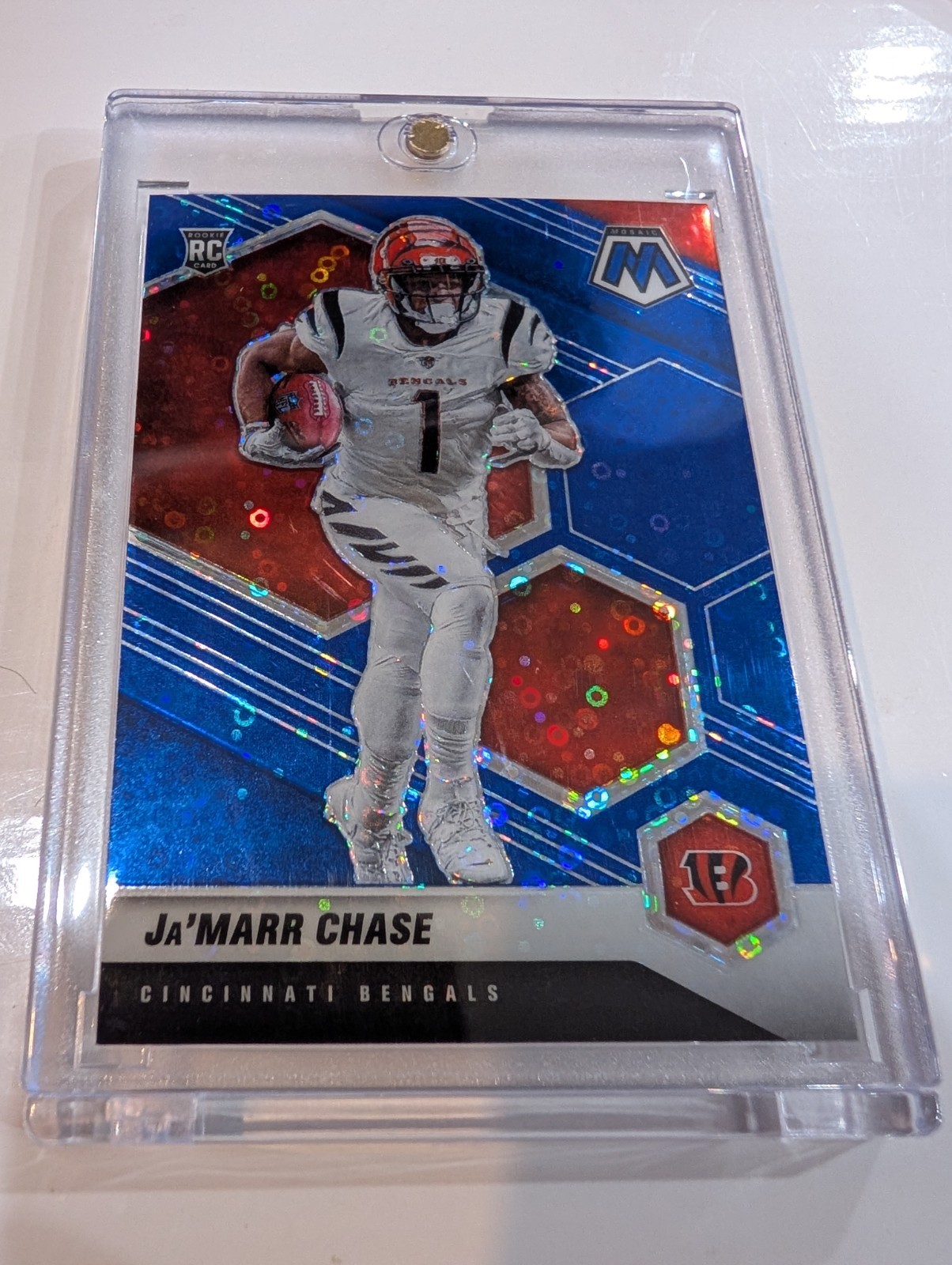2021 Bengals Panini Mosaic Ja'Marr Chase No Huddle Blue Mosaic 37/75 ROOKIE #307