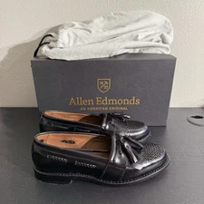 NIB Allen Edmonds Shoes Mens Size 7D Black Cody Tassel Loafers Woven Made in USA