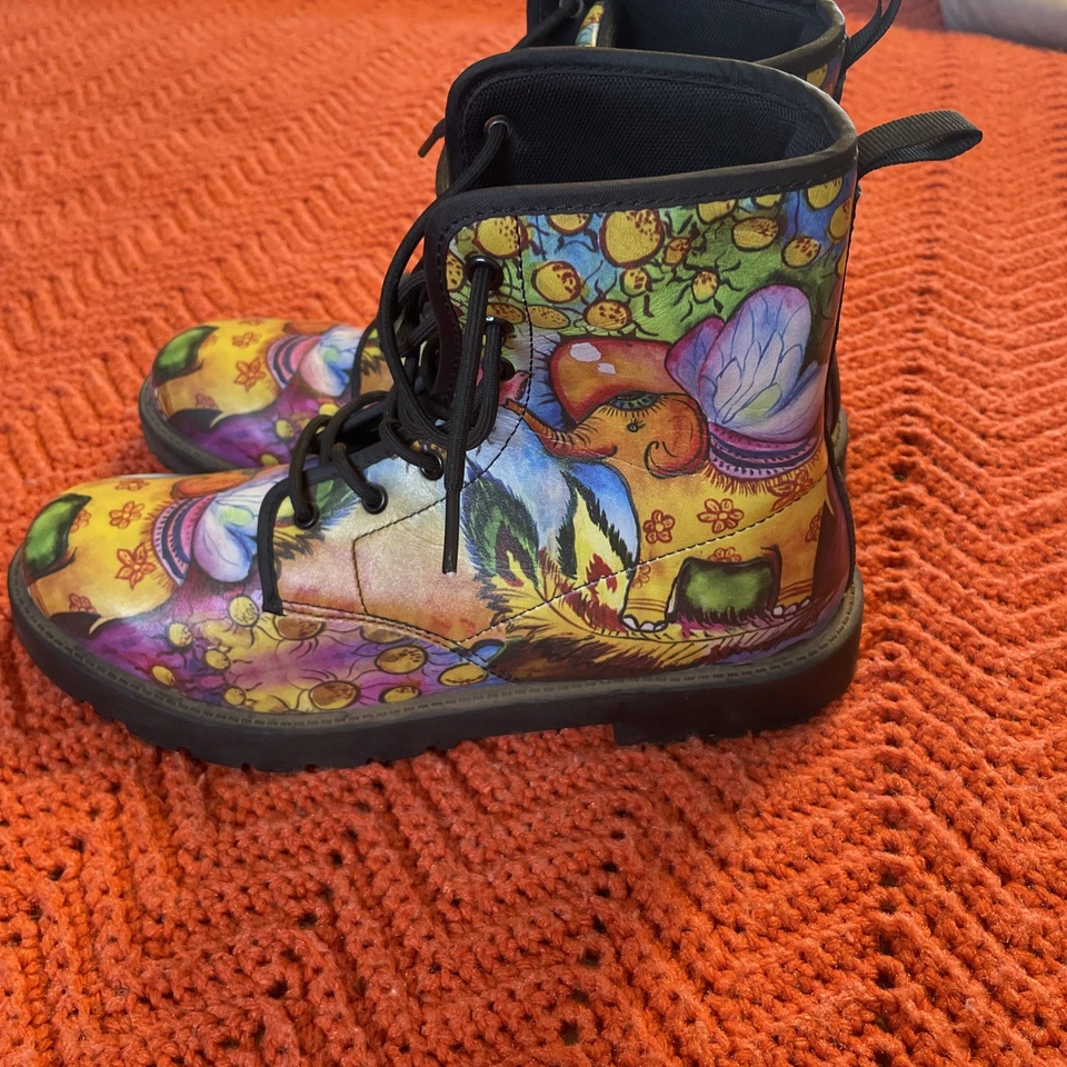 elephant boots size 8.5 Colorful Combat Boots Men’s - Image 3 of 4