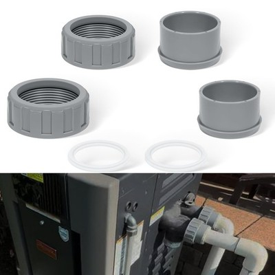 2'' PVC Connector with 2 Nut Heater Flange Kit Fit Raypak 006723F Connector 2Pack