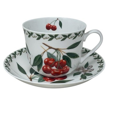 Maxwell Williams Orchard Fruit Cup & Saucer Set Cherries Fine Bone China Large