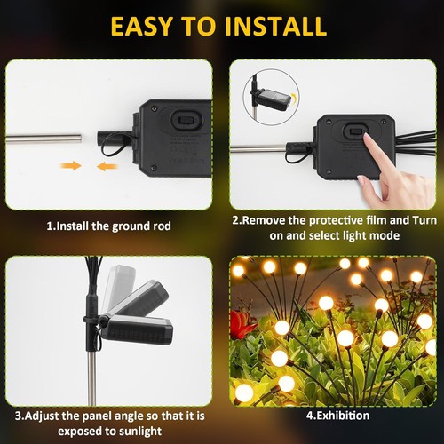 Energy Efficient Solar Lights for Garden: 4x Firefly Design with Automatic - Picture 9 of 10