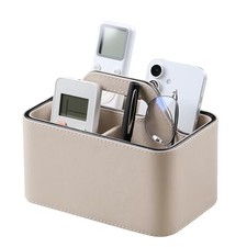 Remote Control Holder, Portable Desk Remote Organizer with Handle, 3 Beige