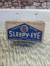 advertising EMPTY Sleepy- Eye 1 POUND creamery  butter box Sleepy eye, minn.    