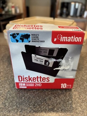 Imation 3.5'' Floppy Disks Diskettes 1.44MB  2HD 10 Pack IBM Formatted New