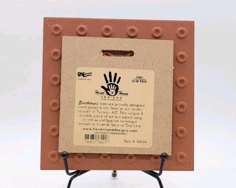 Earthtones Tile Tucson Arizona Quail Couple Lovers Southwest Cactus Signed DR