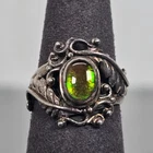 Vintage Ammolite Gemstone Sterling Silver 925 Artisan Cocktail Leaf Ring Size 7