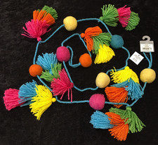 Hobby Lobby Garland 6' Felted Wool Blend Pom Pom Triple Tassels Spring New