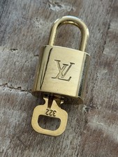  322 Authentic LOUIS VUITTON Lock  Key set Padlock brass Unpolished LV