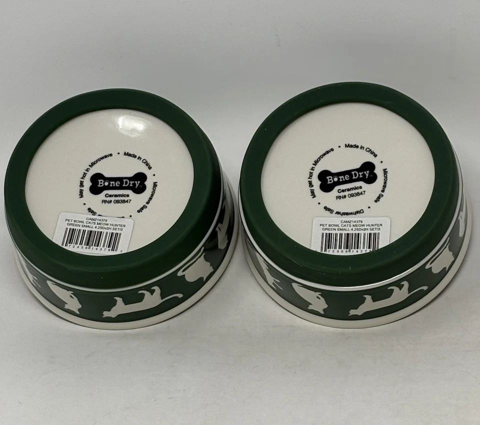 Juego de 2 cuencos de cerámica seca para gatos con fondo de silicona antideslizante NUEVO 4,25" x 2" Foto 2 de 4
